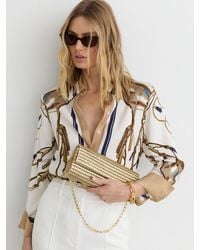 Reiss - Rosa - Gold Beaded Clutch Bag, One - Lyst