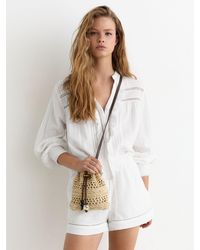 Reiss - Cotton Cheesecloth Stitch-Detail Shorts - Lyst