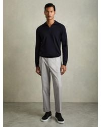 Reiss - Brighton - Grey Relaxed Drawstring Trousers With Turn-ups - Lyst