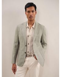 Reiss - Stack - Sage Green Single-breasted Slim-fit Wool-blend Textured Blazer, 42 - Lyst