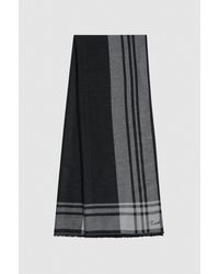 Reiss - Clara - Black/white Checked Embroidered Scarf, One - Lyst