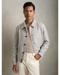 Reiss - Soft & Dogtooth-Check Blouson Jacket - Lyst