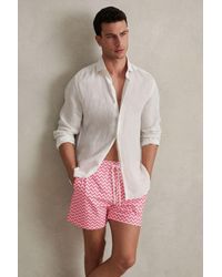 Reiss - Cable - Bright Pink Zig-zag Print Drawstring Swim Shorts - Lyst