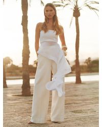 Reiss - Silk Asymmetric-Ruffle Bandeau Top - Lyst