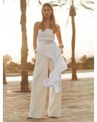 Reiss - Silk Asymmetric-Ruffle Bandeau Top - Lyst
