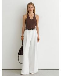 Reiss - Harris - Chocolate Brown Pleated Knit V-neck Vest, S (us 4-6) - Lyst