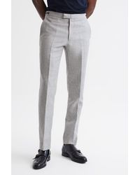 Reiss - Matinee - Grey Wool Linen Blend Slim Fit Trousers, 28 - Lyst