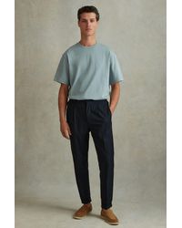 Reiss - Tate - Faded Denim Oversized Garment Dye T-shirt - Lyst