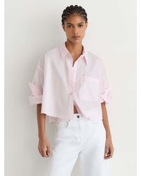 Reiss - Cotton Cropped Long-Sleeve Shirt - Lyst