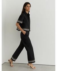 Reiss - Cotton Stripe-Detail Tapered Trousers - Lyst
