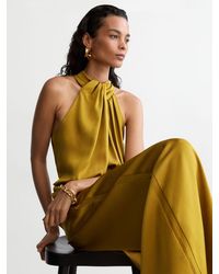 Reiss - Satin Draped Wide-Leg Jumpsuit - Lyst