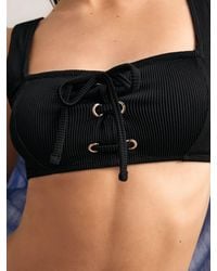 Reiss - Ribbed Lace-Up Bikini Top - Lyst