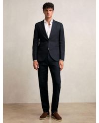 Reiss - Kin - Navy Slim Fit Linen Trousers - Lyst