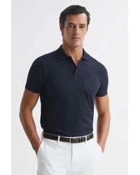 Reiss - Austin - Navy Short Sleeve Polo T-shirt, Uk X-large - Lyst