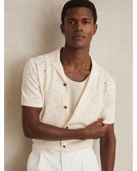 Reiss - Pointelle Button-Through Shirt - Lyst