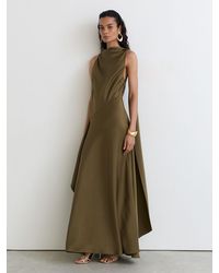 Reiss - Petite Satin Cape-Detail Maxi Dress - Lyst