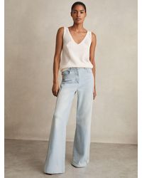 Reiss - Stretch-Cotton Wide-Leg Jeans - Lyst