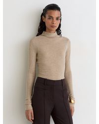 Reiss - Lyocell-Wool Ruched Mock-Neck Top - Lyst