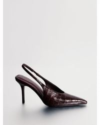 Reiss - Leather Croc-Effect Slingback Mid-Heel Court Shoes - Lyst