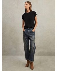 Reiss - Tereza - Navy Cotton-jersey Crew Neck T-shirt, M - Lyst