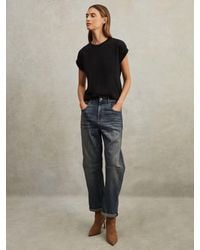 Reiss - Tereza - Navy Cotton-jersey Crew Neck T-shirt, M - Lyst