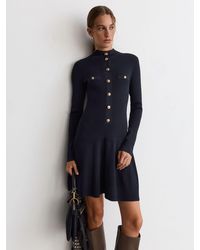 Reiss - Rib-Knit Half-Button Mini Dress - Lyst