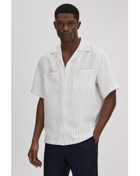 Reiss - Anchor - White/navy Boxy Fit Striped Shirt - Lyst