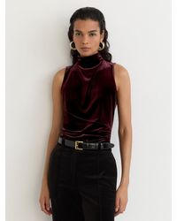Reiss - Velvet High-Neck Sleeveless Top - Lyst