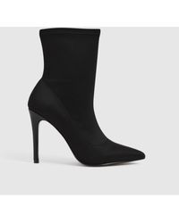 Reiss - Dakota - Black Heeled Sock Boots, Us 6.5 - Lyst