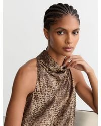 Reiss - Silk Printed Cowl-Neck Sleeveless Top - Lyst