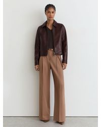 Reiss - Leather Zip-Through Moto Jacket - Lyst