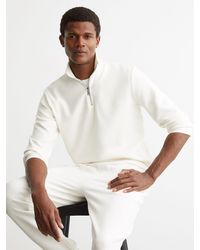 Reiss - Cotton-Blend Ribbed Half-Zip Jumper - Lyst