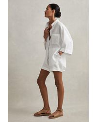Reiss - Winona - White Relaxed Sleeve Linen Shirt, Us 8 - Lyst