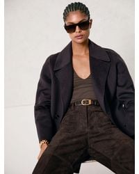 Reiss - Petite Suede Patch-Pocket Flared Trousers - Lyst