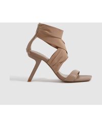 Reiss - Remi - Nude Wrap Front Angled Heels - Lyst