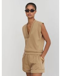 Reiss - Cotton-Blend Sleeveless V-Neck Sweat Top - Lyst