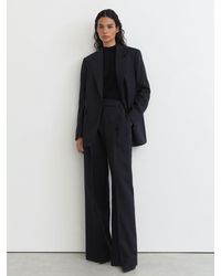 Reiss - Beck - Navy Wool Pinstripe Wide-leg Suit Trousers, Us 6 Regular - Lyst