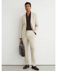 Reiss - Tailored Fit Textured Jersey Drawstring Suit Trousers - Lyst