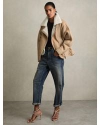 Reiss - Mona Jacket Leather Plain - Lyst