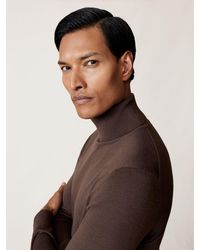 Reiss - Chocolate Caine Slim Fit Wool Roll Neck Jumper - Lyst