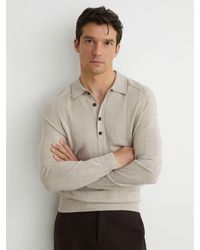Reiss - Merino Wool Wide-Rib Polo Jumper - Lyst