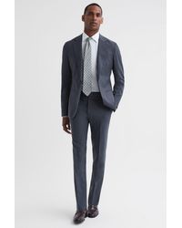 Reiss - Fine - Airforce Blue Wool Side Adjusters Trousers - Lyst