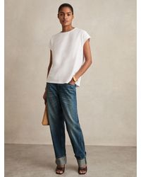 Reiss - Tommie - White Brushed-cotton Crew-neck T-shirt, S (us 4-6) - Lyst