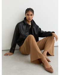 Reiss - Leather Pointed-Toe Ballerina Shoes - Lyst