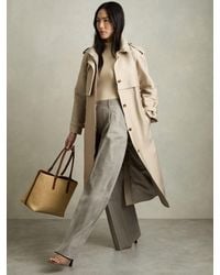 Reiss - Wool-Blend Wide-Leg Pinstripe Trousers - Lyst
