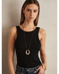 Reiss - Lara - Black Stretch-cotton Low-back Vest, L - Lyst