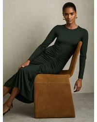 Reiss - Ruched Jersey Midi Dress - Lyst