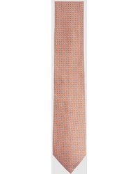 Reiss - Como - Bright Orange Silk Geometric Print Tie, One - Lyst
