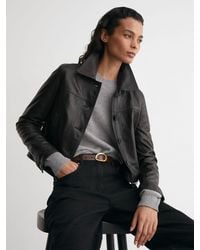 Reiss - Callie Leather Trucker Jacket - Lyst