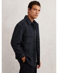 Reiss - Wool-Blend Herringbone Overshirt - Lyst